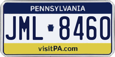 PA license plate JML8460