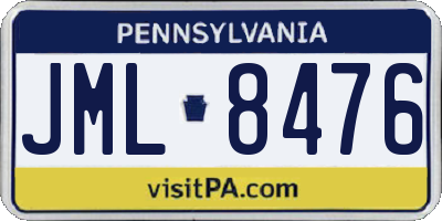 PA license plate JML8476