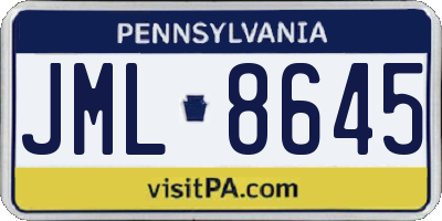 PA license plate JML8645