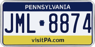 PA license plate JML8874