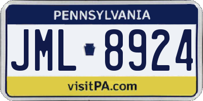 PA license plate JML8924