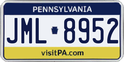 PA license plate JML8952