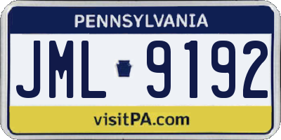 PA license plate JML9192