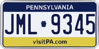PA license plate JML9345