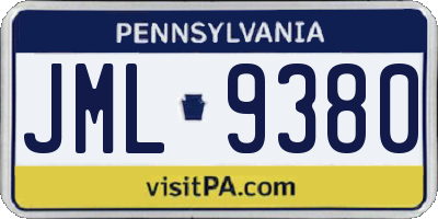 PA license plate JML9380