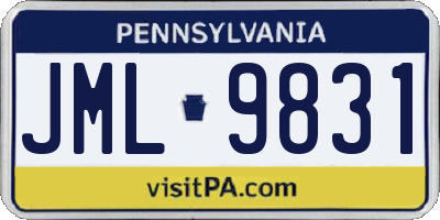 PA license plate JML9831