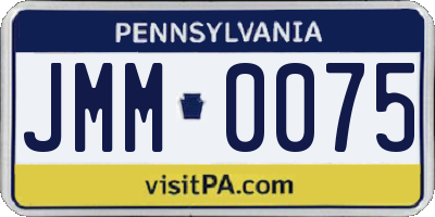 PA license plate JMM0075