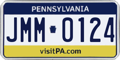 PA license plate JMM0124