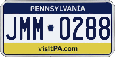 PA license plate JMM0288