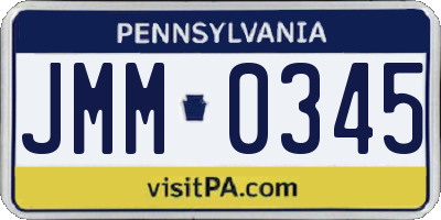 PA license plate JMM0345