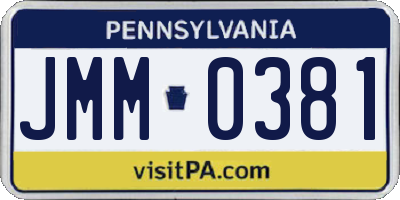 PA license plate JMM0381