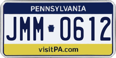 PA license plate JMM0612