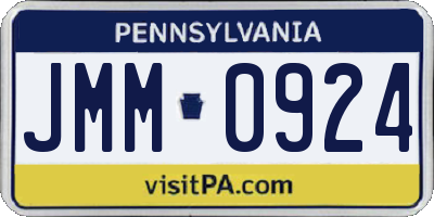 PA license plate JMM0924