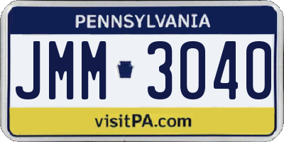 PA license plate JMM3040