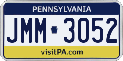 PA license plate JMM3052