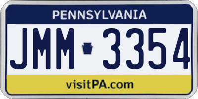 PA license plate JMM3354