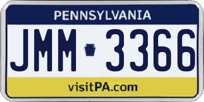 PA license plate JMM3366
