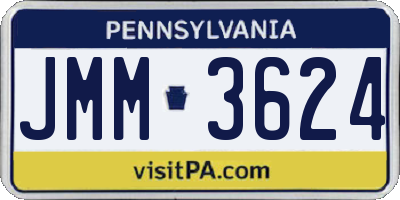 PA license plate JMM3624