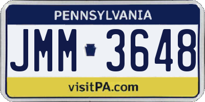 PA license plate JMM3648