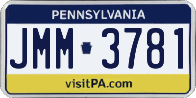 PA license plate JMM3781