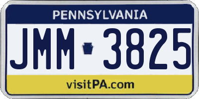 PA license plate JMM3825