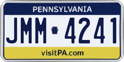 PA license plate JMM4241