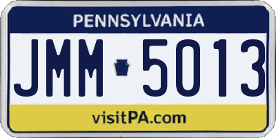 PA license plate JMM5013