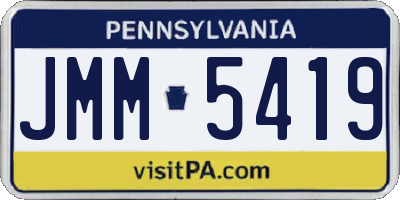 PA license plate JMM5419