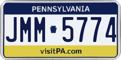 PA license plate JMM5774