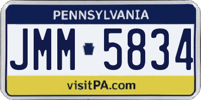 PA license plate JMM5834