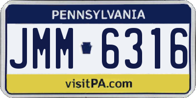 PA license plate JMM6316