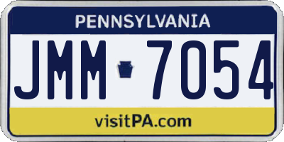 PA license plate JMM7054