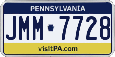 PA license plate JMM7728