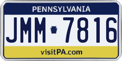 PA license plate JMM7816