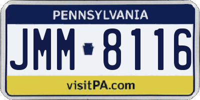 PA license plate JMM8116