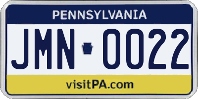 PA license plate JMN0022