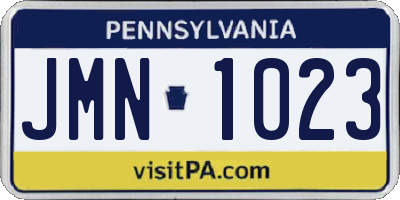PA license plate JMN1023