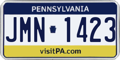 PA license plate JMN1423