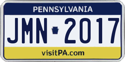 PA license plate JMN2017