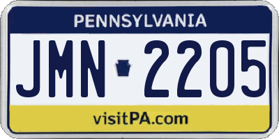PA license plate JMN2205