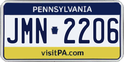PA license plate JMN2206