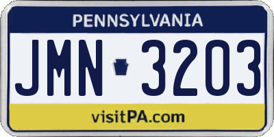 PA license plate JMN3203