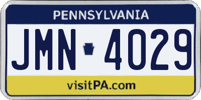 PA license plate JMN4029