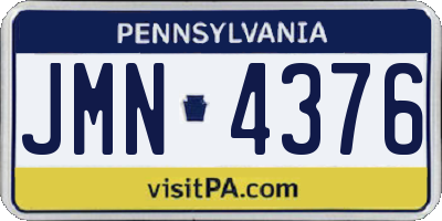 PA license plate JMN4376