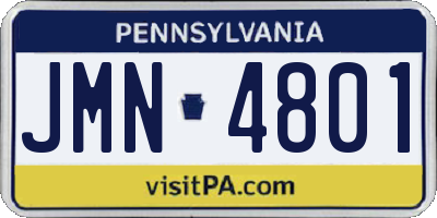 PA license plate JMN4801