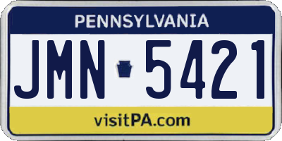 PA license plate JMN5421