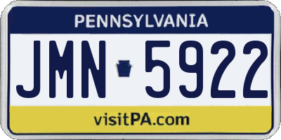 PA license plate JMN5922