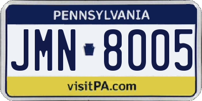PA license plate JMN8005