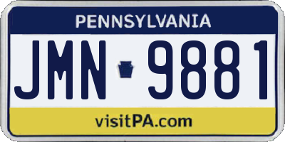 PA license plate JMN9881