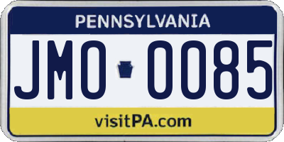 PA license plate JMO0085